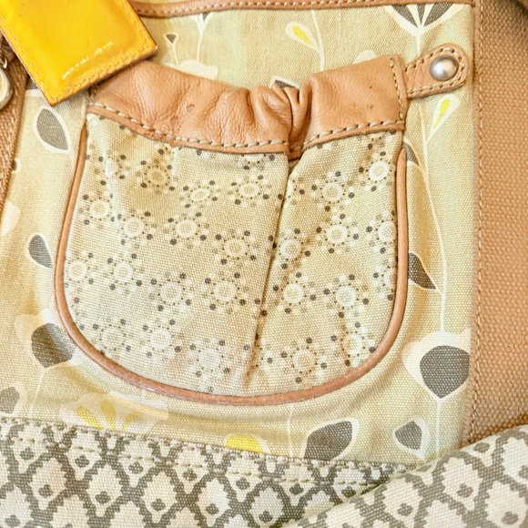 Vintage Fossil Tan Beige Yellow Women's Hobo Bag Tote Purse - Picture 5 of 16